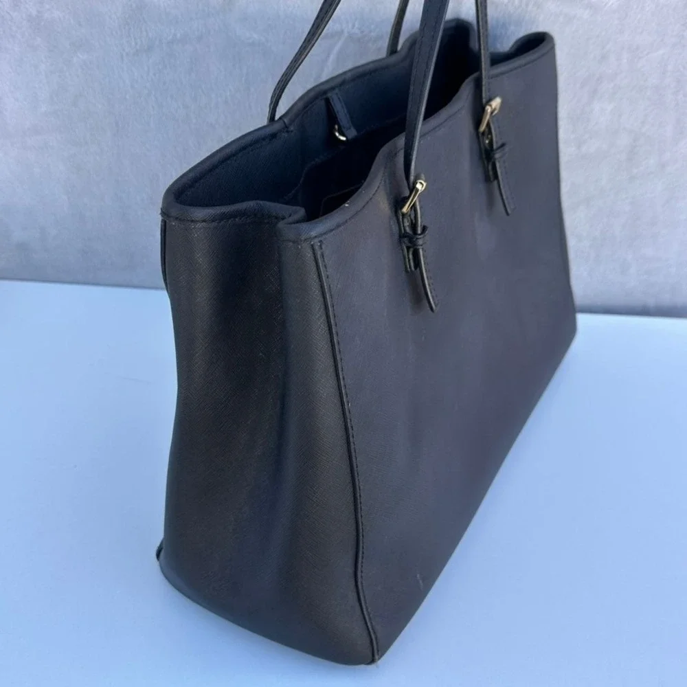 Michael Kors Jet Set Travel Tote Black Saffiano Leather Gold Hardware Bag